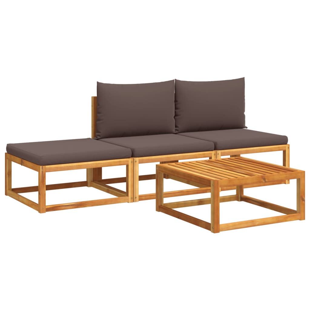 Set di divani da giardino 4 pezzi con cuscini in legno di acacia e corda | homemem39