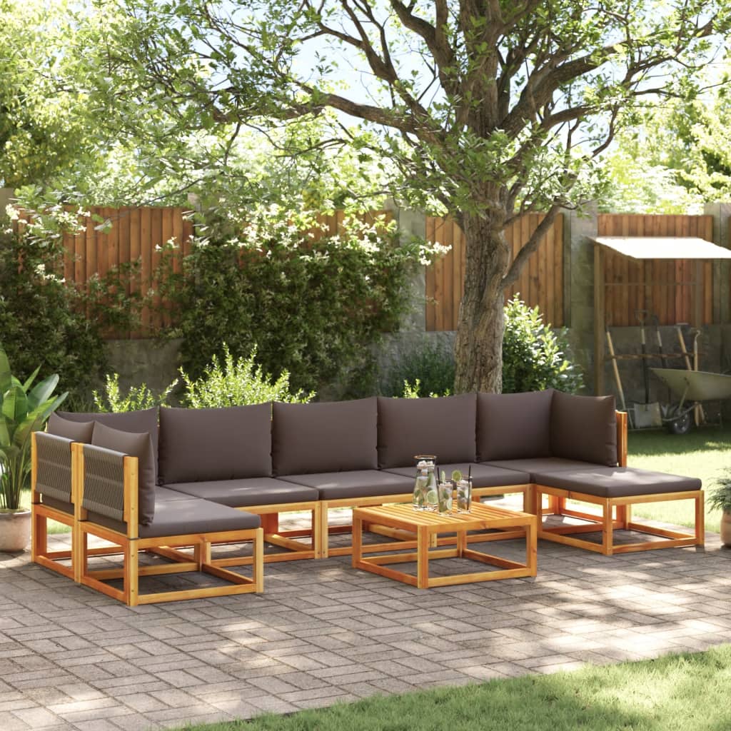Set di divani da giardino 8 pezzi con cuscini in legno di acacia e corda | homemem39