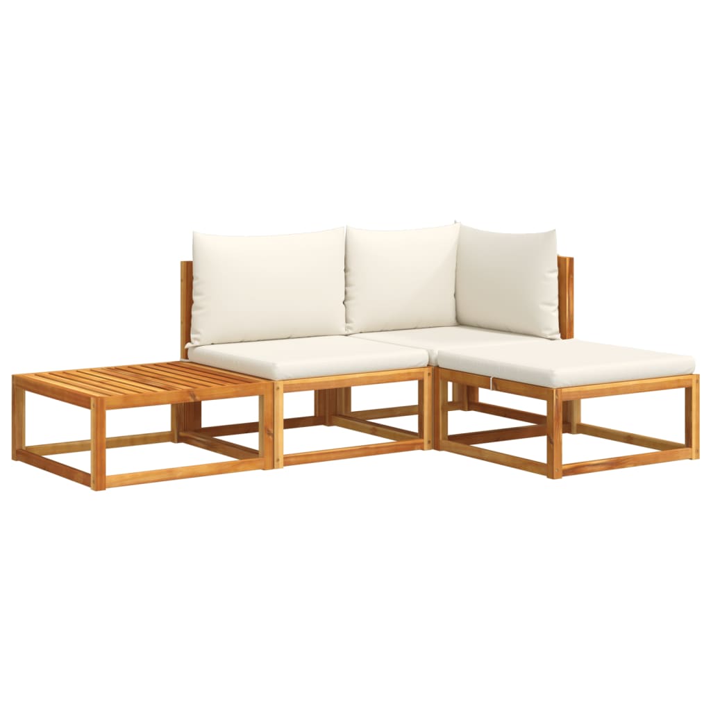 Set di divani da giardino 4 pezzi con cuscini in legno di acacia e corda | homemem39