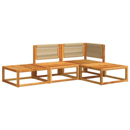 Set di divani da giardino 4 pezzi con cuscini in legno di acacia e corda | homemem39