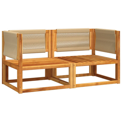 Divani da Giardino Angolari con Cuscini 2 pz in Legno di Acacia e Corda | homemem39