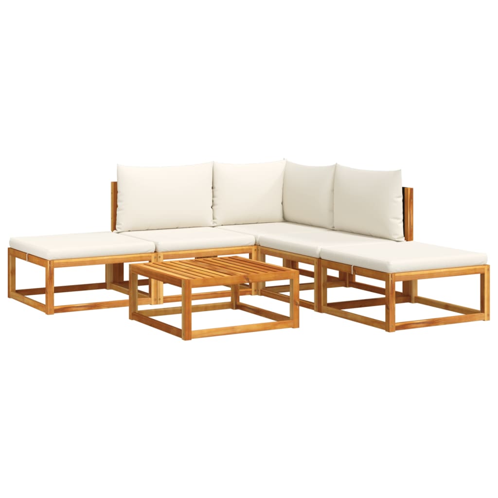 Set di divani da giardino 6 pezzi con cuscini in legno di acacia e rattan - homemem39