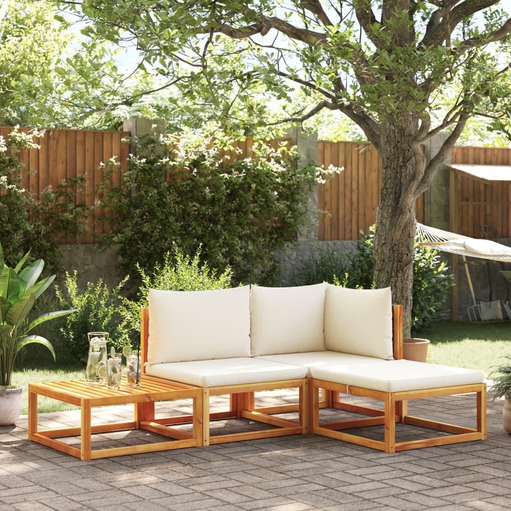 Set di divani da giardino 4 pezzi con cuscini in legno di acacia e rattan - homemem39