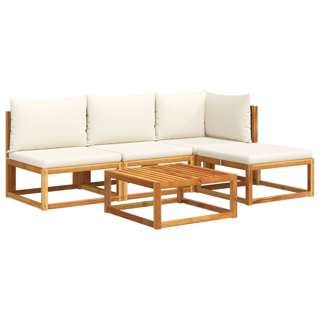 Set Divano da Giardino 5 pz con Cuscini Legno Massello Acacia