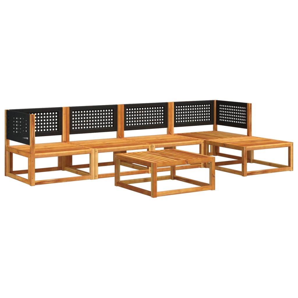 Set di divani da giardino 6 pezzi con cuscini in legno di acacia e rattan - homemem39