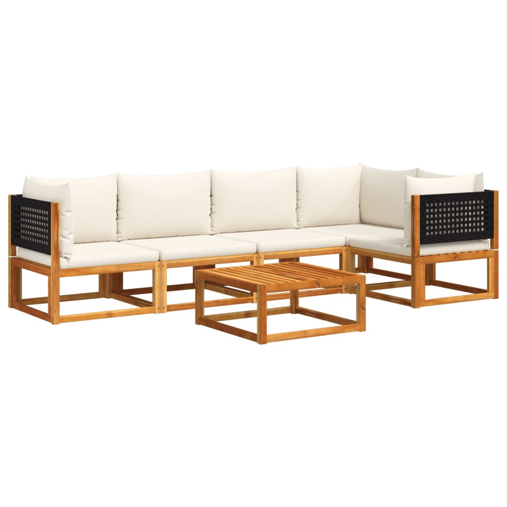 Set di divani da giardino 6 pezzi con cuscini in legno di acacia e rattan - homemem39