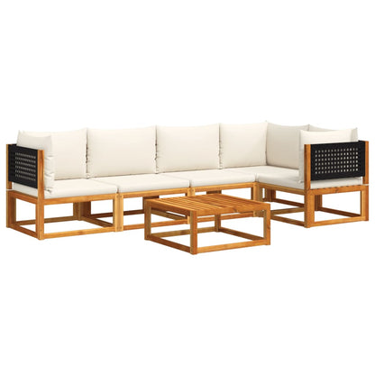 Set di divani da giardino 6 pezzi con cuscini in legno di acacia e rattan - homemem39