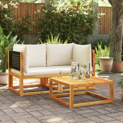 Divani da Giardino Angolari con Cuscini 2 pz in Legno di Acacia e Rattan - homemem39