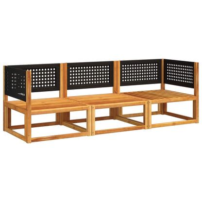Set di divani da giardino 3 pezzi con cuscini in legno di acacia e rattan - homemem39