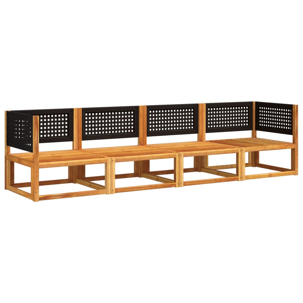 Set di divani da giardino 4 pezzi con cuscini in legno di acacia e rattan - homemem39