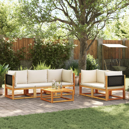 Set di divani da giardino 6 pezzi con cuscini in legno di acacia e rattan - homemem39