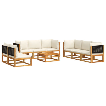 Set di divani da giardino 9 pezzi con cuscini in legno di acacia e rattan - homemem39