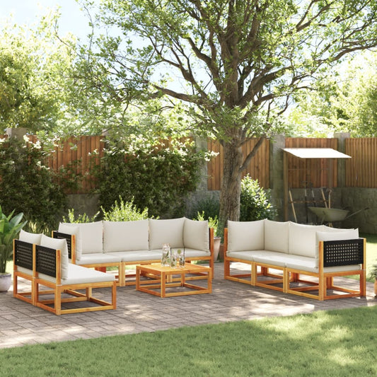 Set di divani da giardino 9 pezzi con cuscini in legno di acacia e rattan - homemem39