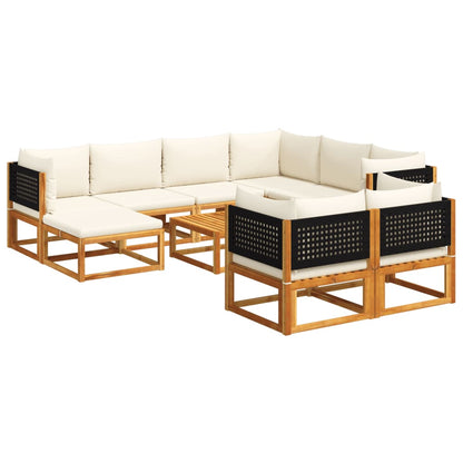 Set Divani da Giardino 10pz con Cuscini Legno Massello Acacia