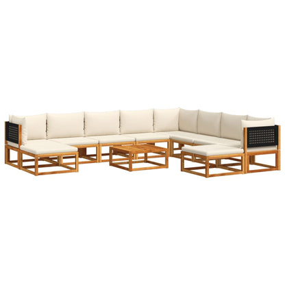 Set Divano da Giardino 11 pz con Cuscini Legno Massello Acacia