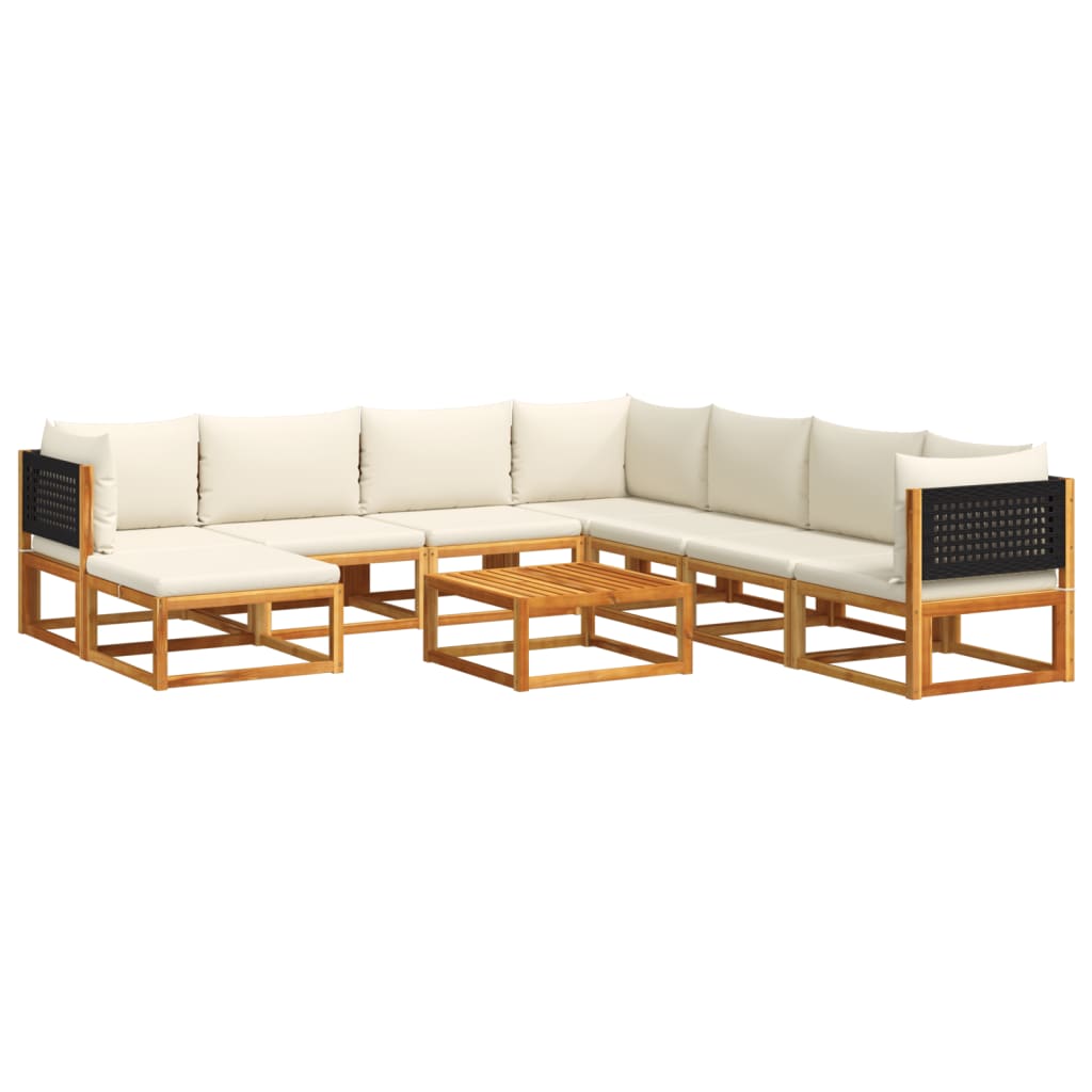 Set di divani da giardino 9 pezzi con cuscini in legno di acacia e rattan - homemem39