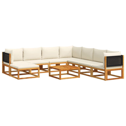 Set di divani da giardino 9 pezzi con cuscini in legno di acacia e rattan - homemem39