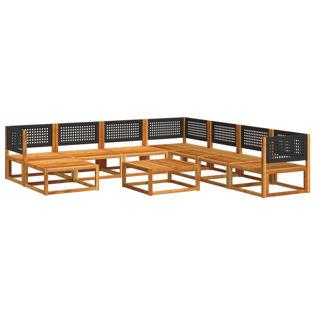 Set di divani da giardino 9 pezzi con cuscini in legno di acacia e rattan - homemem39