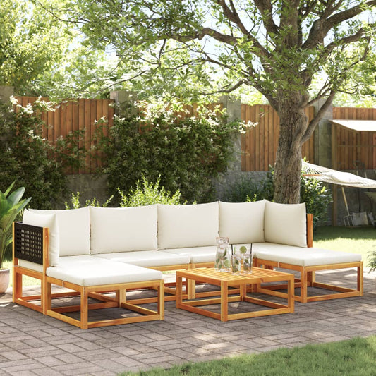 Set di divani da giardino 7 pezzi con cuscini in legno di acacia e rattan - homemem39
