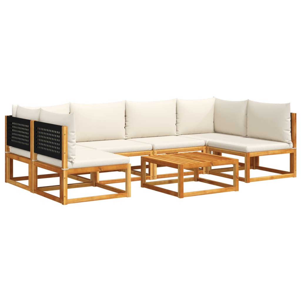Set di divani da giardino 7 pezzi con cuscini in legno di acacia e rattan - homemem39