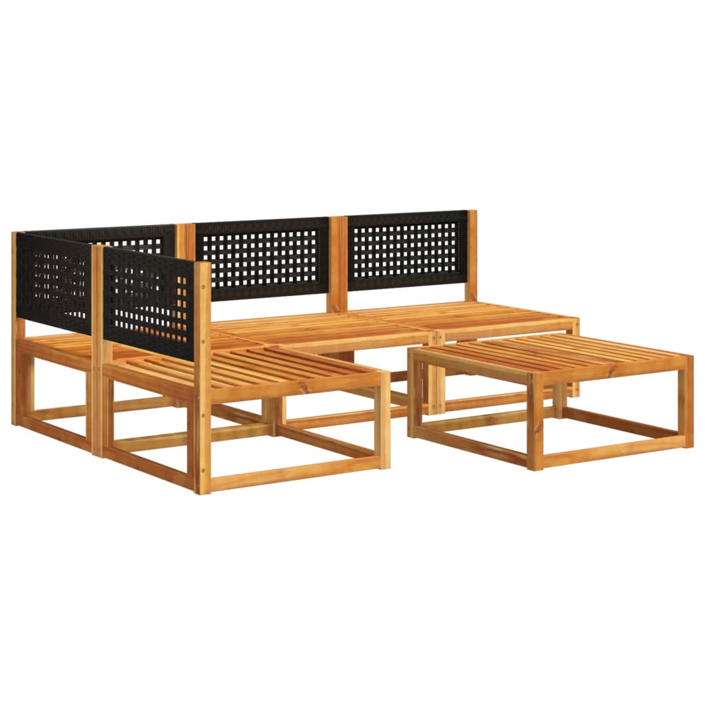 Set di divani da giardino 5 pezzi con cuscini in legno di acacia e rattan - homemem39