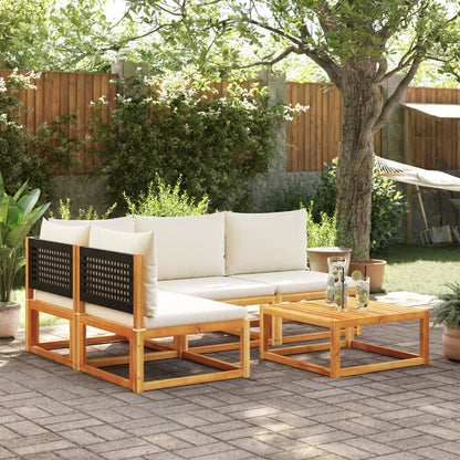 Set di divani da giardino 5 pezzi con cuscini in legno di acacia e rattan - homemem39