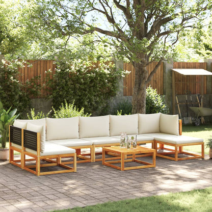 Set di divani da giardino 8 pezzi con cuscini in legno di acacia e rattan - homemem39