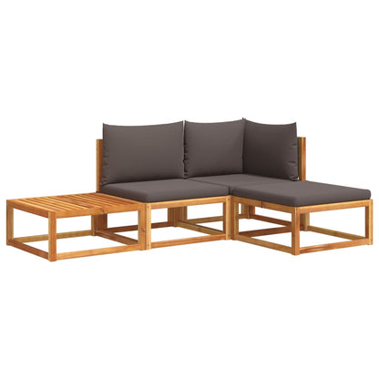 Set di divani da giardino 4 pezzi con cuscini in legno di acacia e rattan - homemem39