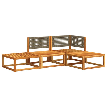 Set di divani da giardino 4 pezzi con cuscini in legno di acacia e rattan - homemem39