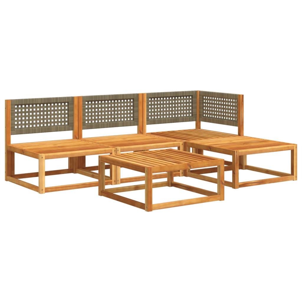 Set Divano da Giardino 5 pz con Cuscini Legno Massello Acacia