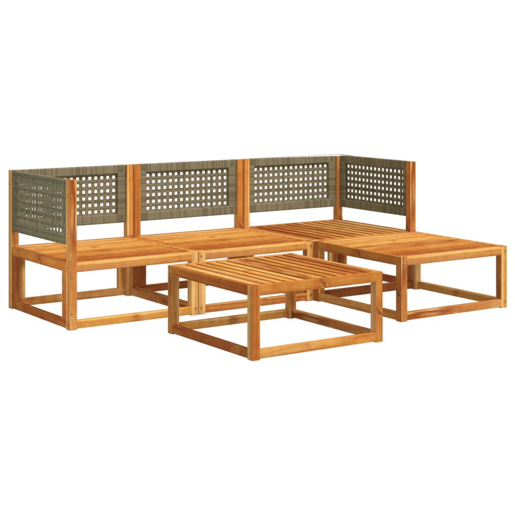 Set Divano da Giardino 5 pz con Cuscini Legno Massello Acacia