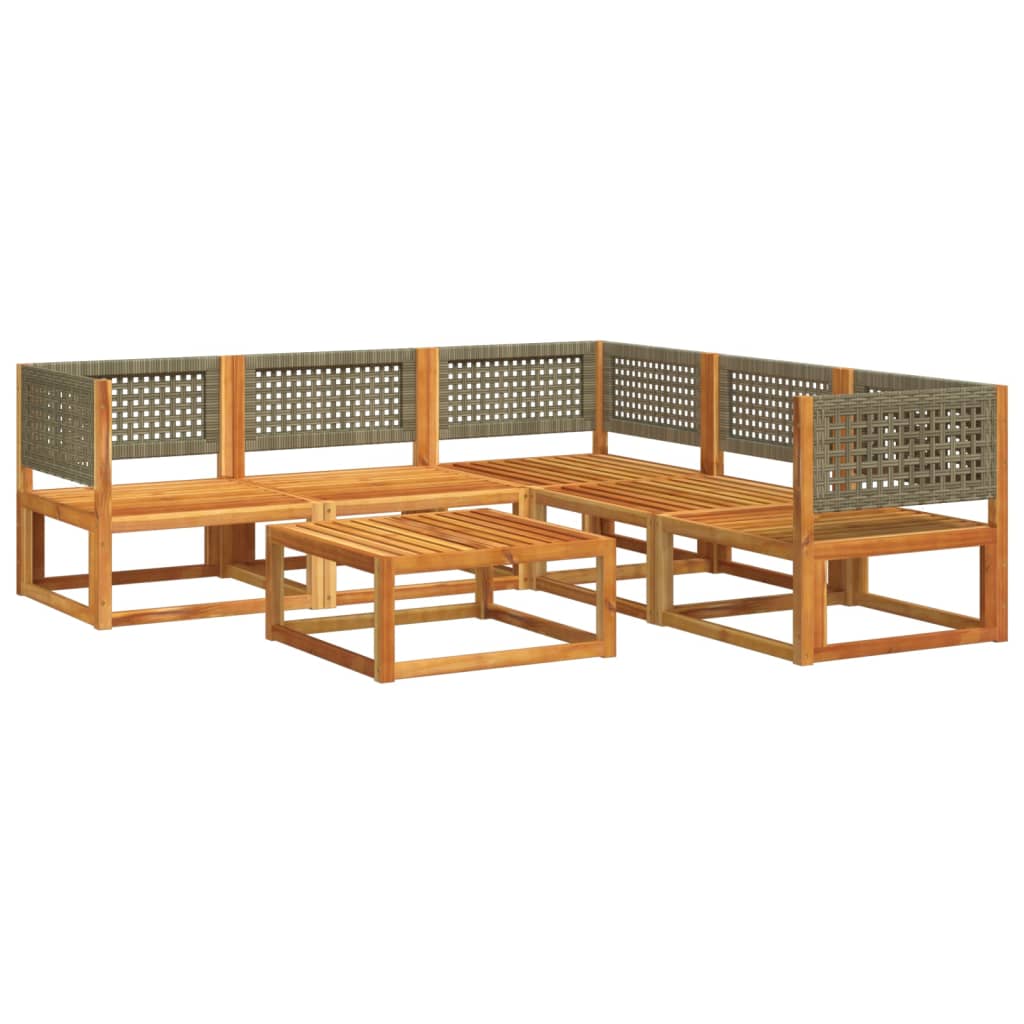 Set di divani da giardino 6 pezzi con cuscini in legno di acacia e rattan - homemem39