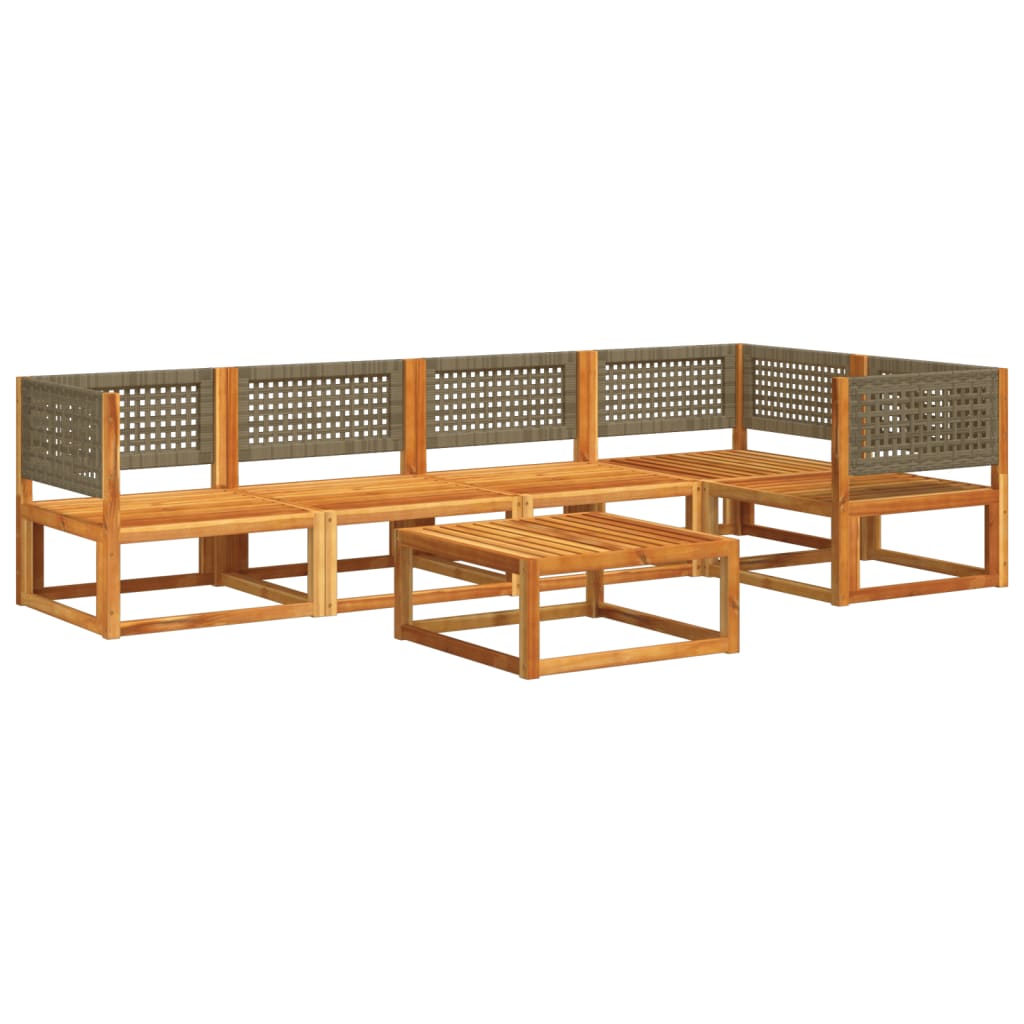 Set di divani da giardino 6 pezzi con cuscini in legno di acacia e rattan - homemem39