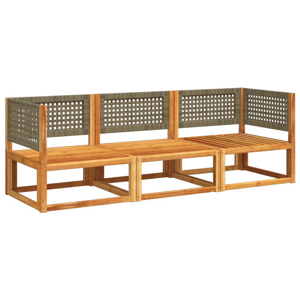 Set di divani da giardino 3 pezzi con cuscini in legno di acacia e rattan - homemem39