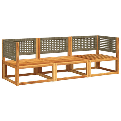 Set di divani da giardino 3 pezzi con cuscini in legno di acacia e rattan - homemem39