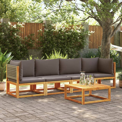 Set di divani da giardino 4 pezzi con cuscini in legno di acacia e rattan - homemem39