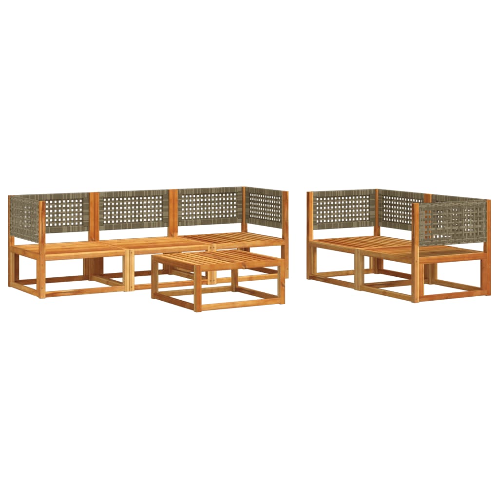 Set di divani da giardino 6 pezzi con cuscini in legno di acacia e rattan - homemem39