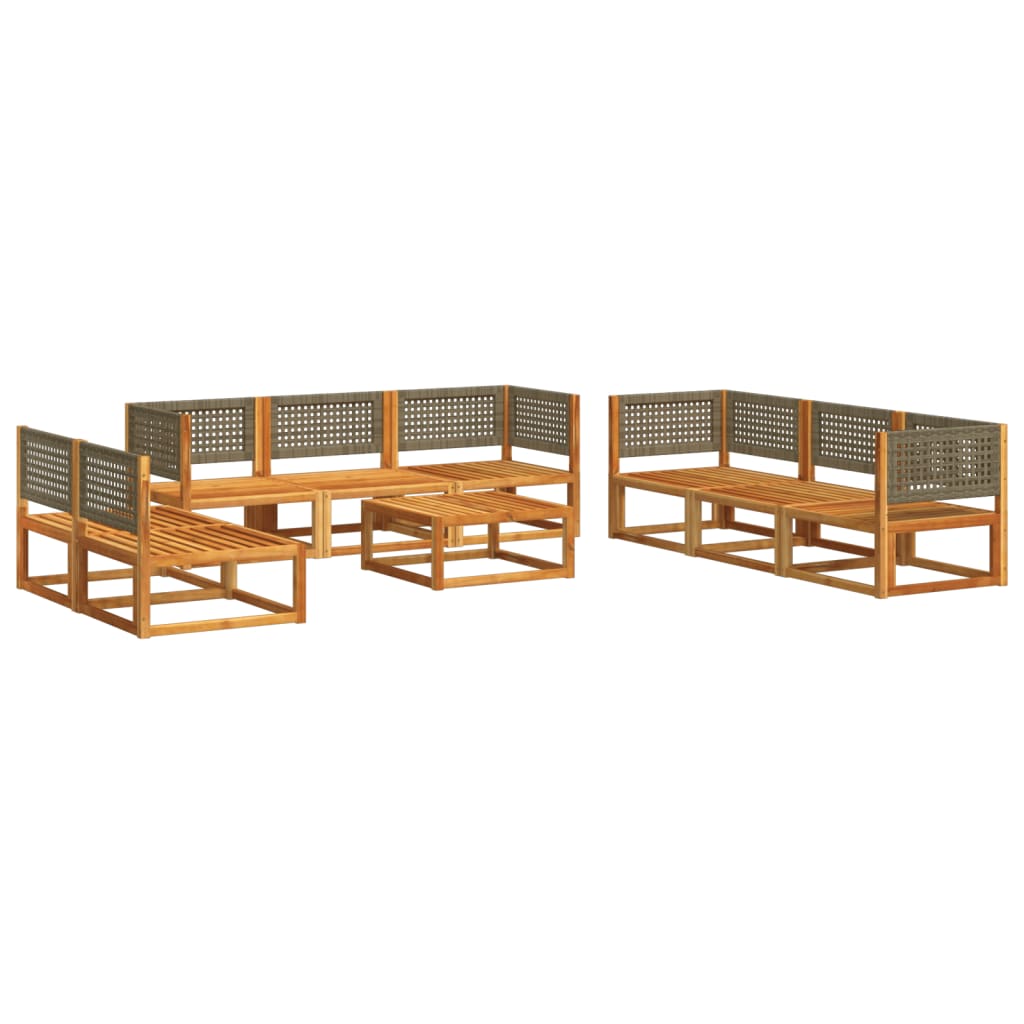 Set Divano Giardino 9 pz con Cuscini Legno Massello di Acacia