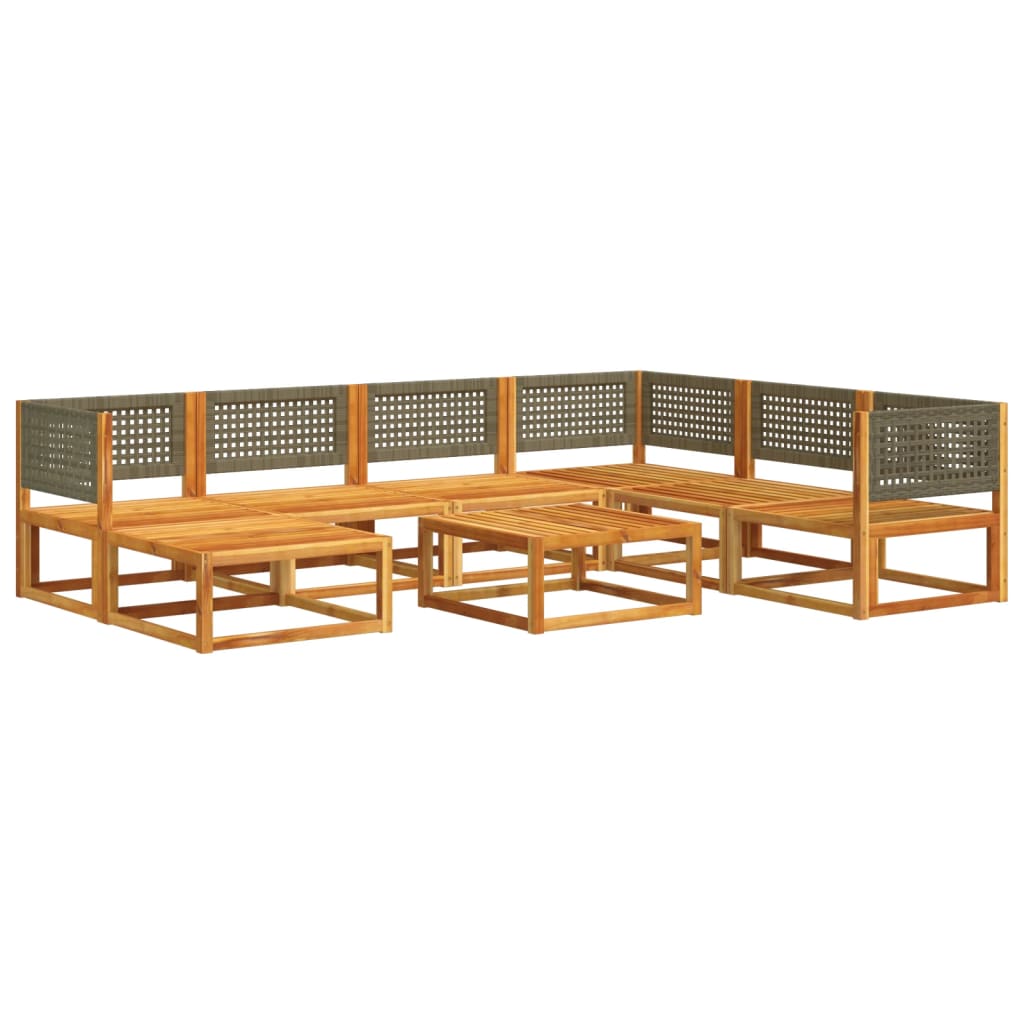 Set Divano da Giardino 8pz con Cuscini Legno Massello di Acacia