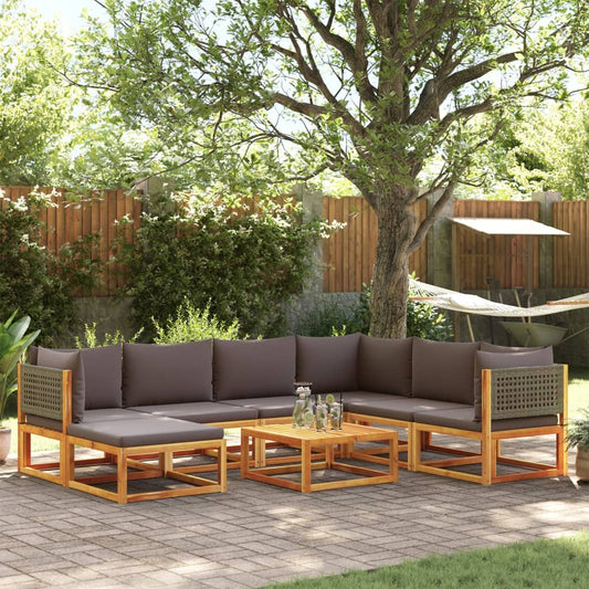Set di divani da giardino 8 pezzi con cuscini in legno di acacia e rattan - homemem39