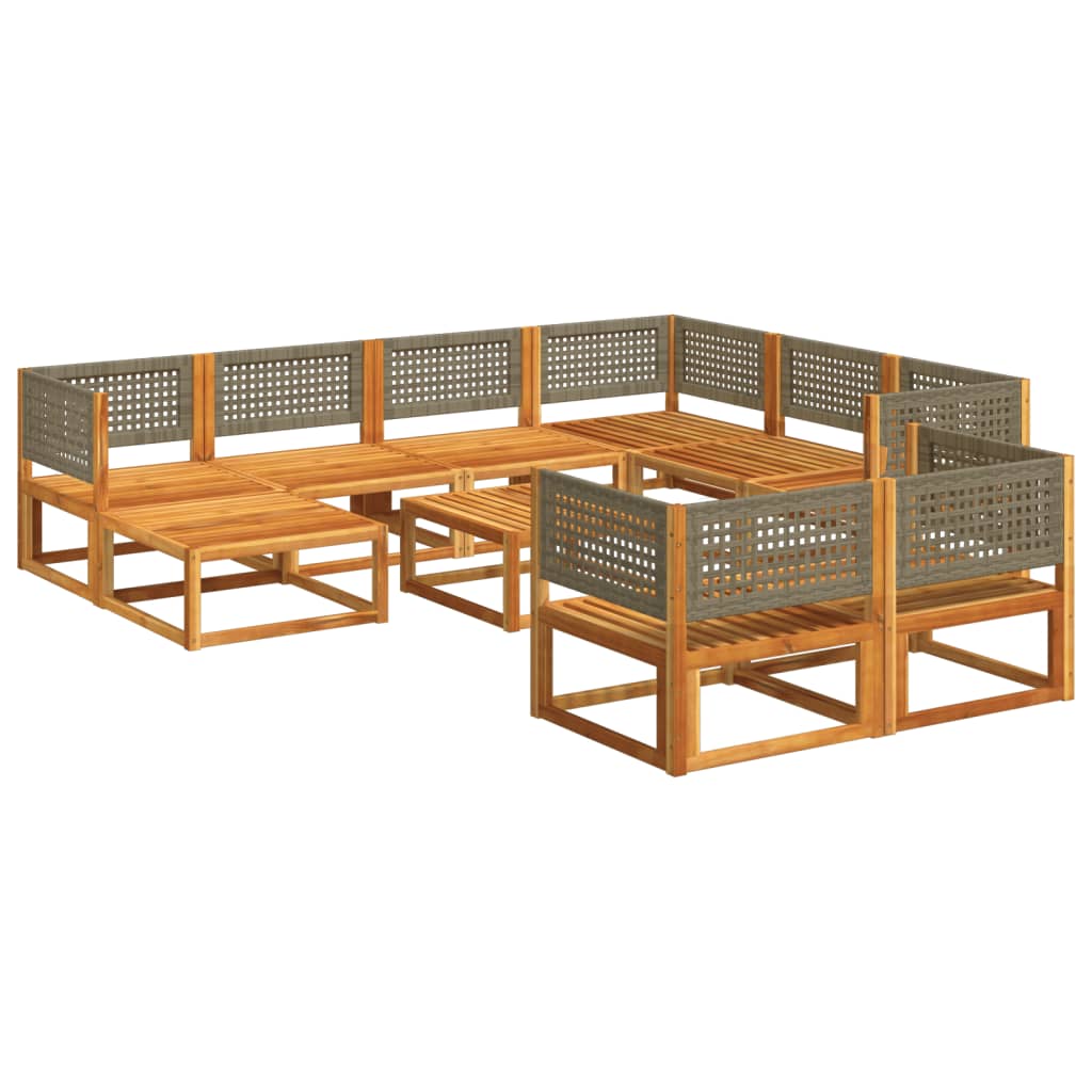 Set di divani da giardino 10 pezzi con cuscini in legno di acacia e rattan - homemem39