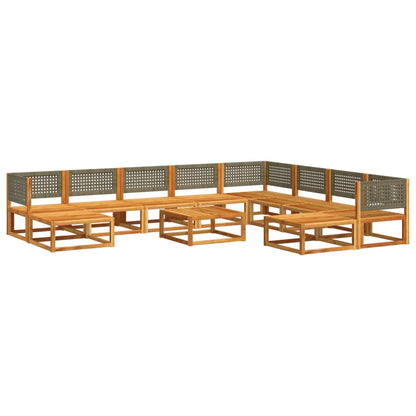 Set di divani da giardino 11 pz con cuscini in legno di acacia e rattan - homemem39