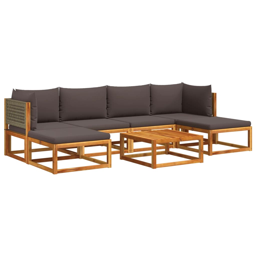 Set Divano da Giardino 7 pz con Cuscini Legno Massello Acacia