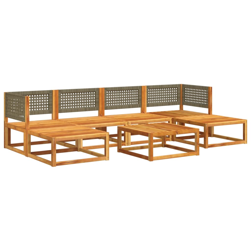 Set di divani da giardino 7 pezzi con cuscini in legno di acacia e rattan - homemem39