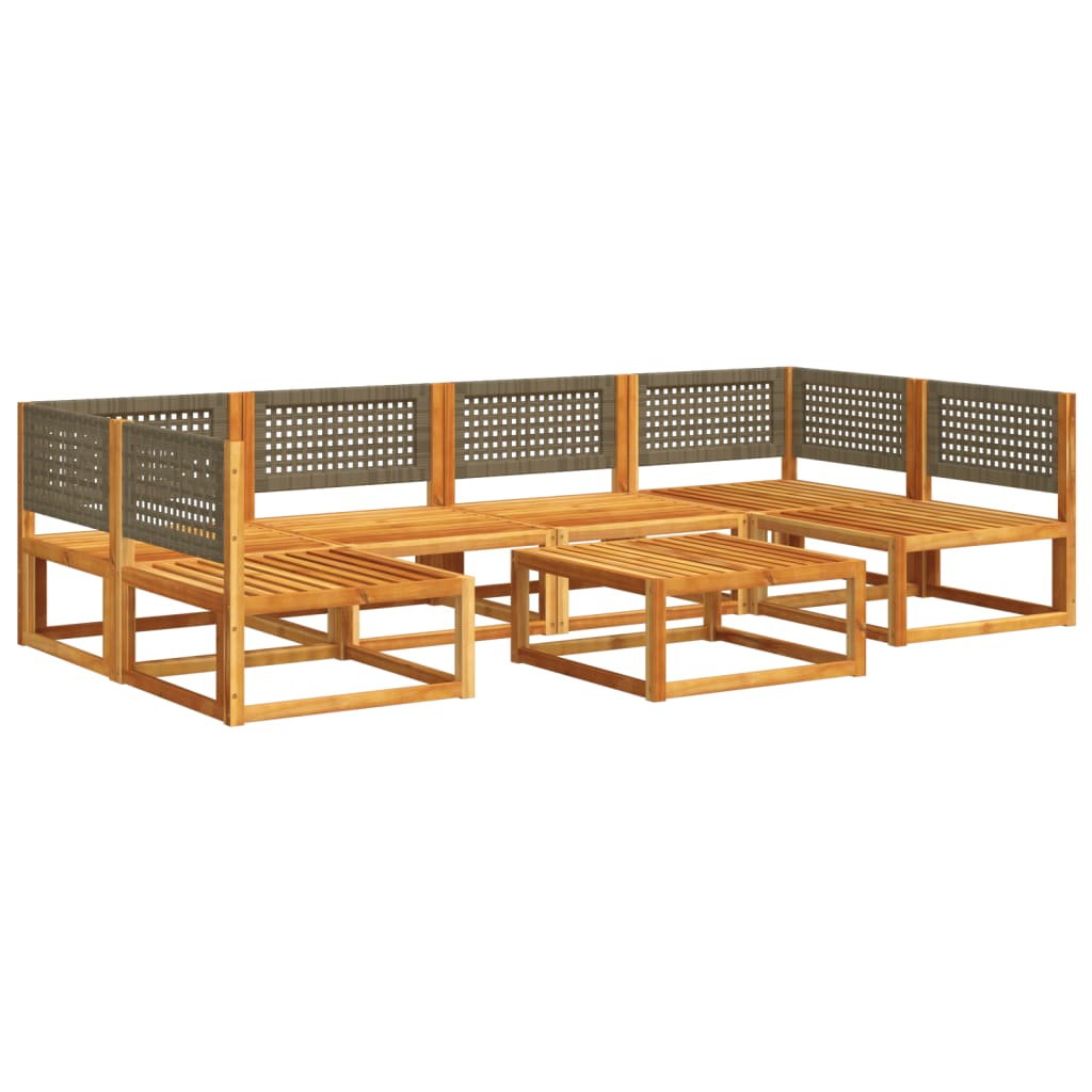 Set di divani da giardino 7 pezzi con cuscini in legno di acacia e rattan - homemem39