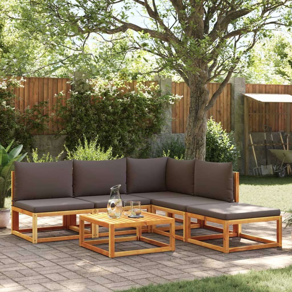 Set di divani da giardino 6 pezzi con cuscini in legno di acacia e rattan - homemem39