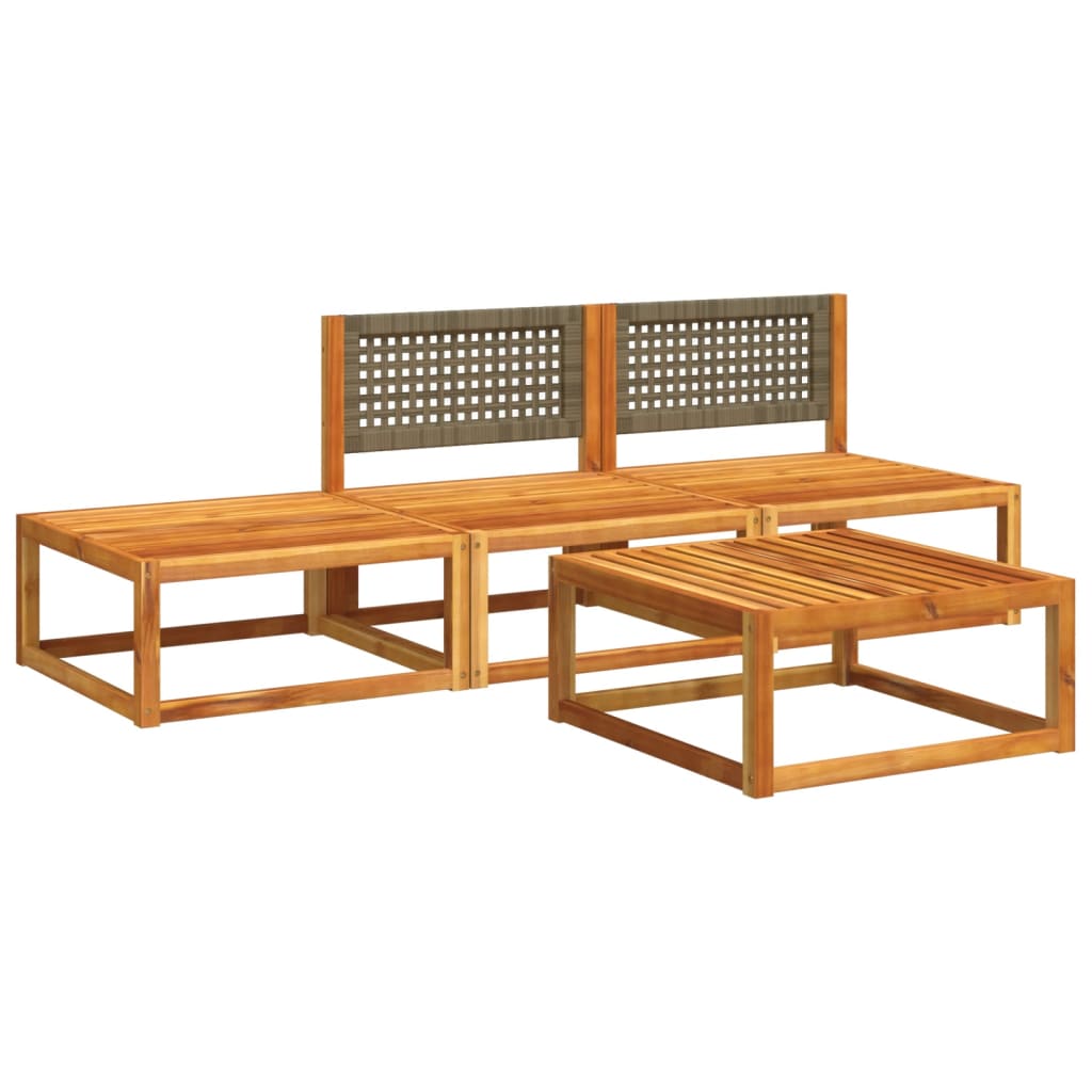 Set di divani da giardino 4 pezzi con cuscini in legno di acacia e rattan - homemem39