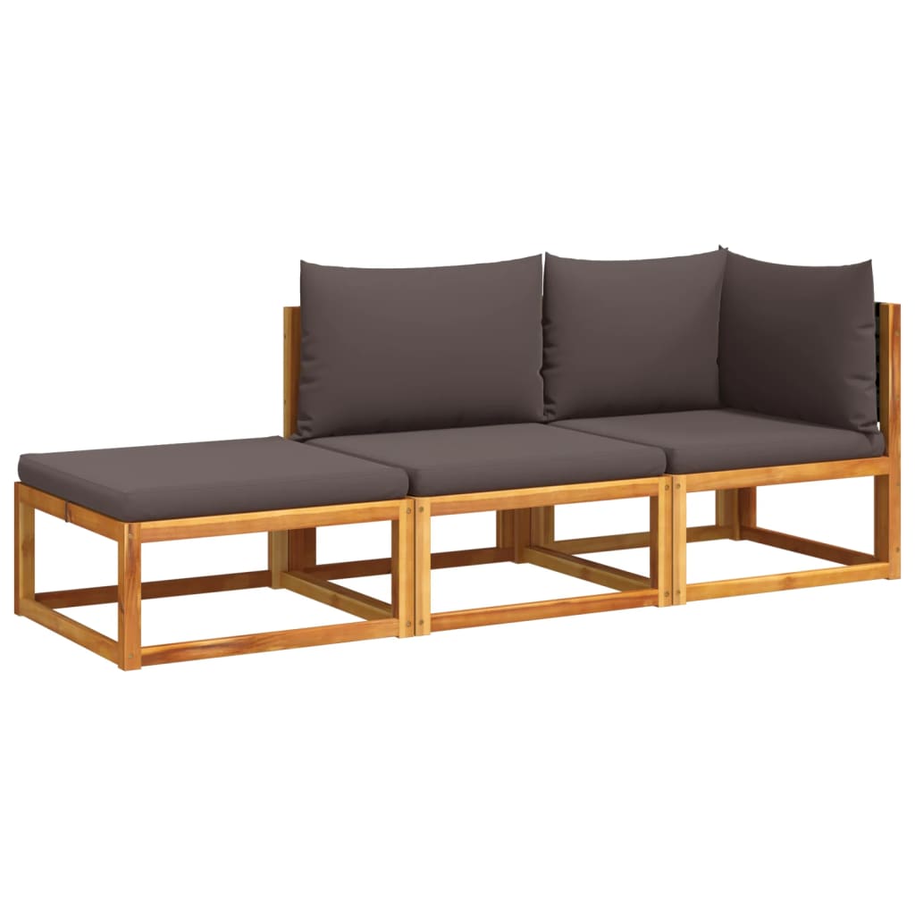 Set di divani da giardino 3 pezzi con cuscini in legno di acacia e rattan - homemem39