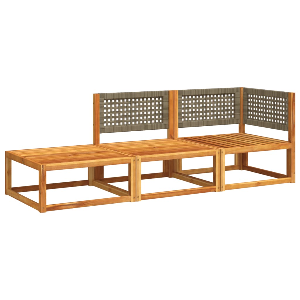 Set Divano da Giardino 3pz con Cuscini Legno Massello di Acacia