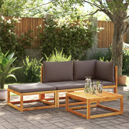 Set di divani da giardino 3 pezzi con cuscini in legno di acacia e rattan - homemem39